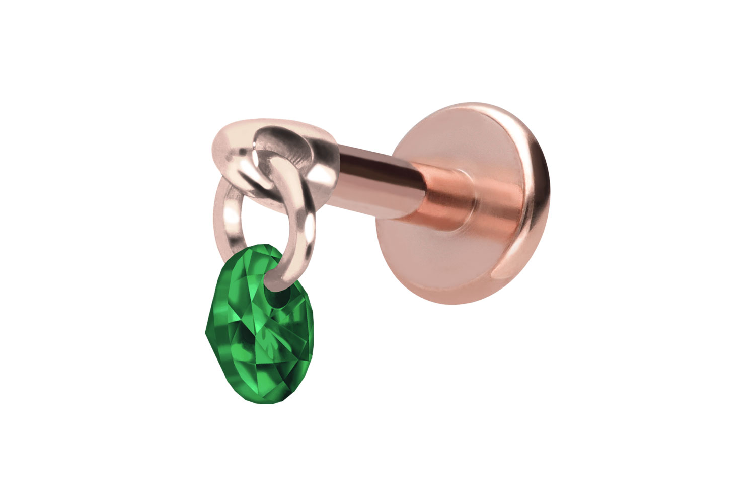 Titan Labret Piercing mit Innengewinde RUNDER KRISTALL